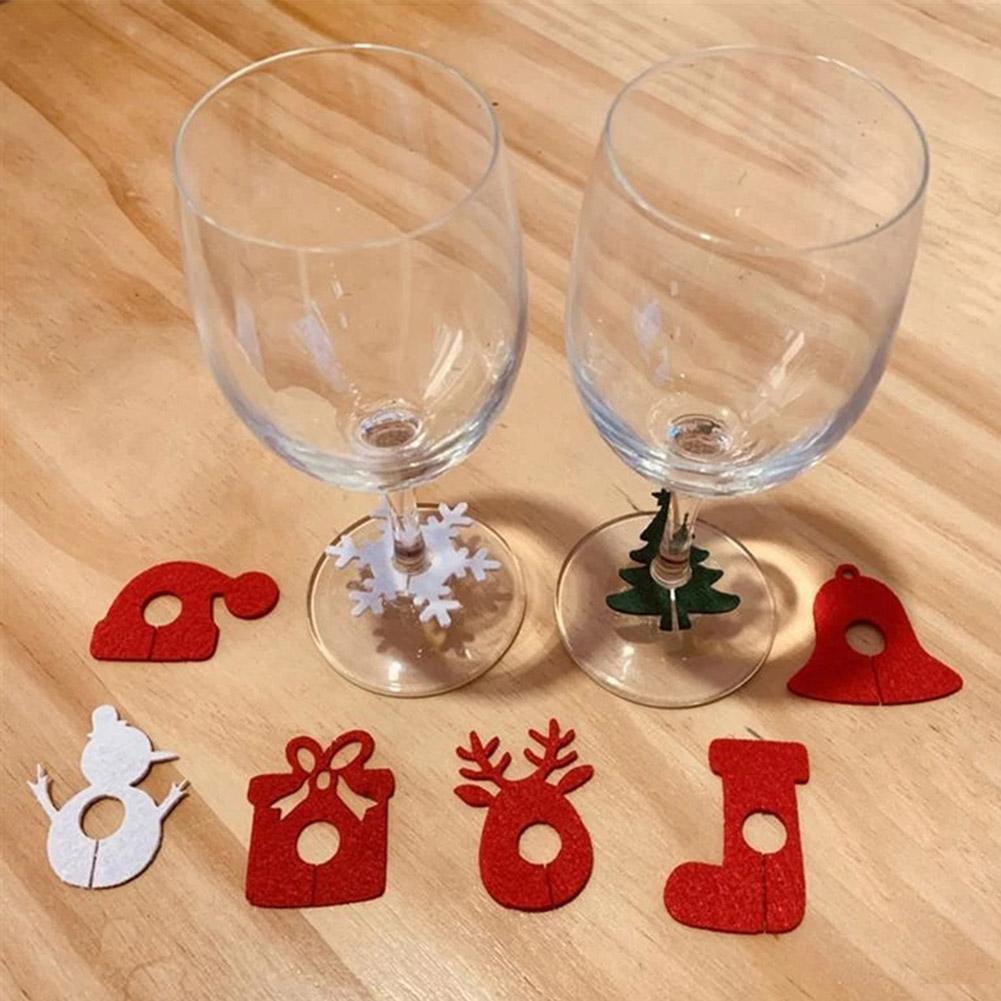 10Pcs Christmas Cup Decoration Card Ring Home Decoration Felt Christmas Decoration New Year Party Supplies New Year 2026 Navidad