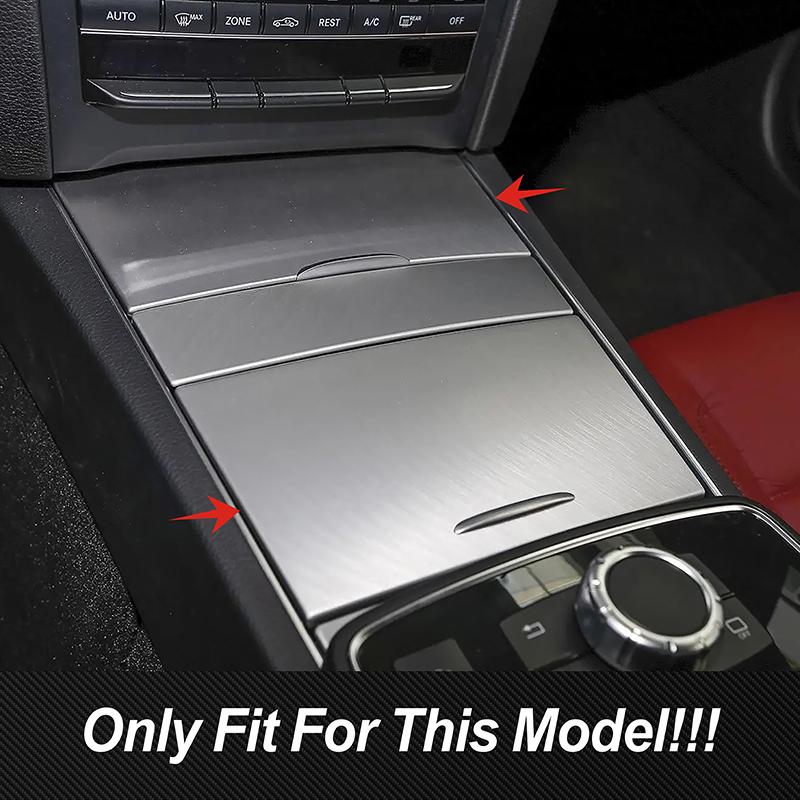 Pannello Decorativo Copertura Trim Scatola Portaoggetti Console Centrale in Acciaio Inossidabile per Mercedes Benz Classe E Coupé W207 2014-2016
