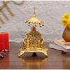 Kovový Singhasan Oválného Tvaru pro Ganešu Krišnu Božské Idoly - Pozlacená Ladoo Gopal Pooja Chowki pro Chrám Mandir Puja Dekorační Předměty k Idolu