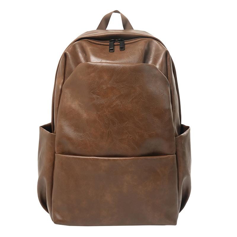 

Retro style PU oil wax leather backpack women s large capacity travel backpack college student schoolbag simple computer bag