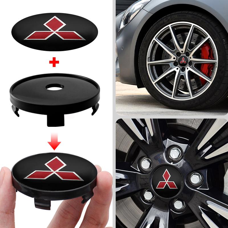60mm Car Wheel Center Hub Cap Emblem Badge Decal Wheel Decorative Stickers For Mitsubishi Lancer 9 Outlander ASX L200 Pajero EX