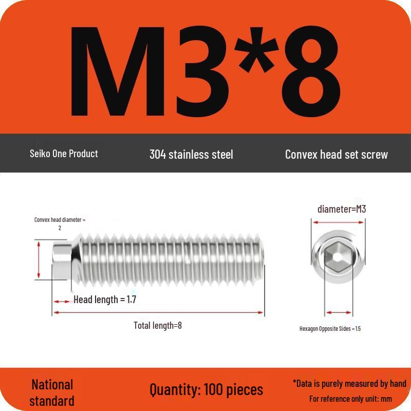 304 Stainless Steel Cup Point Grub Screw - Sizes M3 To M10
