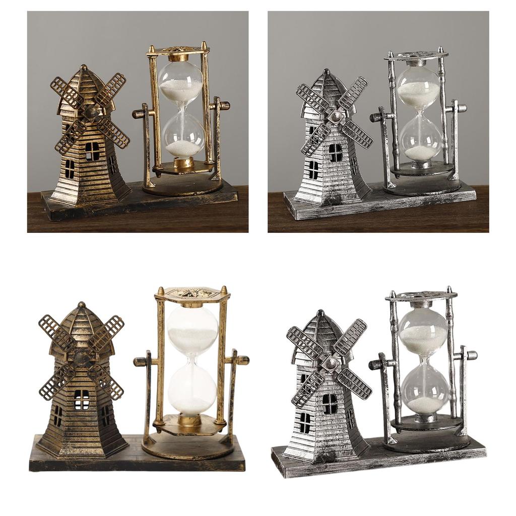 Retro Style Hourglass Sand Timer Sandglass Centerpiece Statue Sculpture Ornaments for Desk Bedroom Book Shelf Decorations