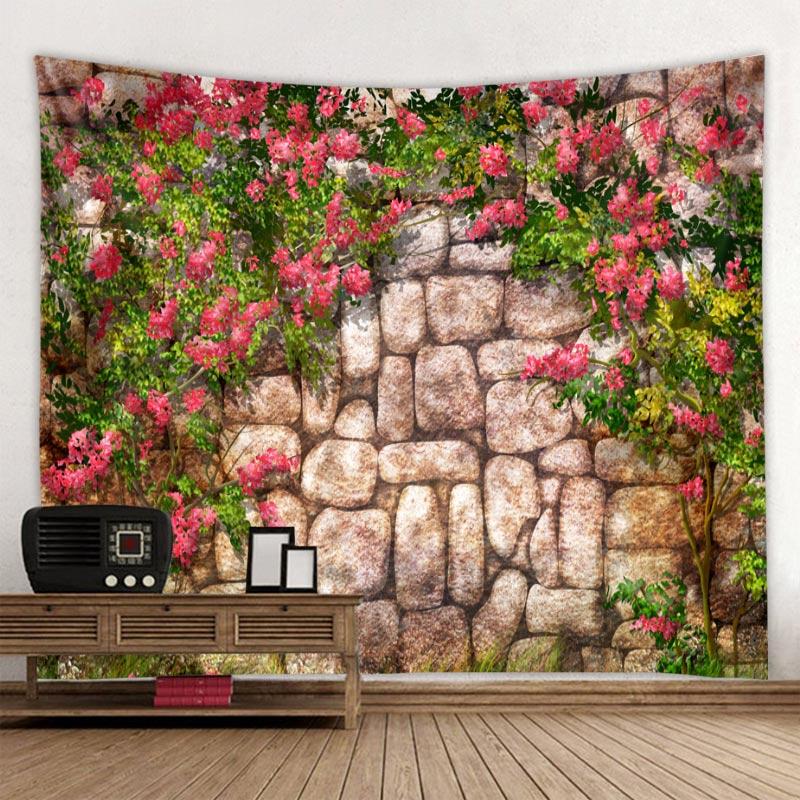 

Vintage Make Old Stone Rock Wall Printed Гобелен Настінний Природний Пейзаж Настінний Гобелен для Спальні Декор Вітальні 230X150CM