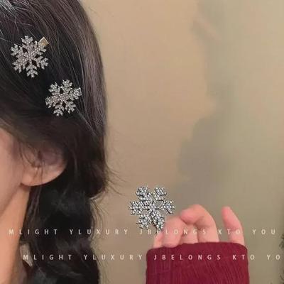 Forcina a Fiocco di Neve: Elegante Clip Frangia Invernale & Accessorio per Capelli di Natale 2024