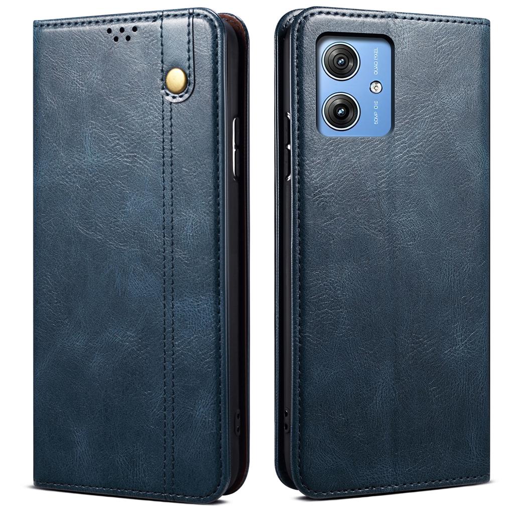 For Motorola Moto G55 5G Case Crazy Horse Texture Waxy Leather Wallet Stand Phone Cover