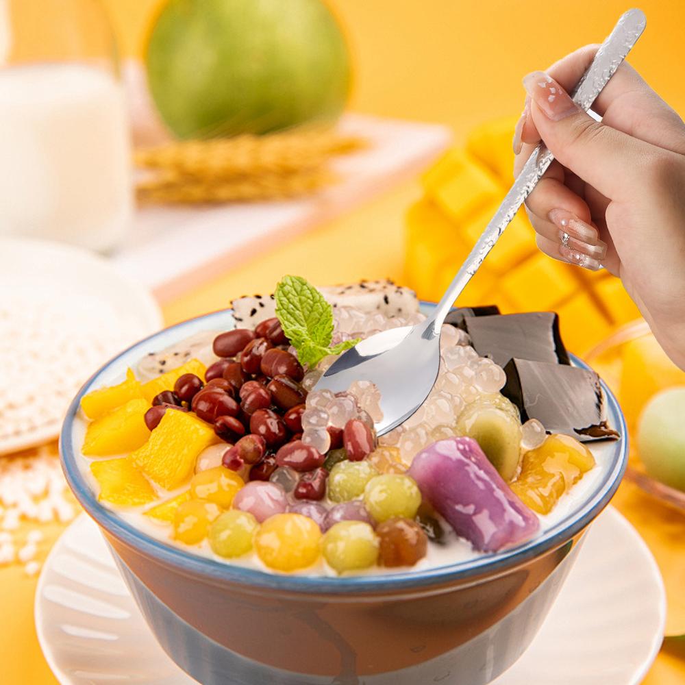 10/Szt. Łyżka ze stali nierdzewnej Srebrna Kreatywność Długi uchwyt Łyżka stołowa Mieszanie Łyżki deserowe do Akcesoriów Kuchennych Gadżety