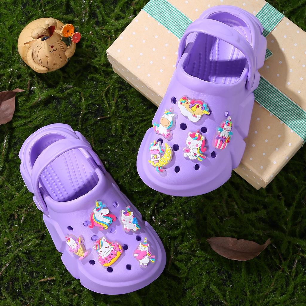 Zoccoli alla Moda Comodi per Bambina con Charms Luminosi a Cartone Animato di Unicorno, Zoccoli Antiscivolo per Interno Esterno Spiaggia Piscina 3057