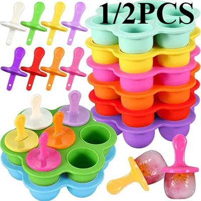 Stampo in silicone per ghiaccioli colorati, stampo in silicone per alimenti, stampo per palline di ghiaccio, strumenti per la preparazione di frullati di frutta per bambini, gelatiera