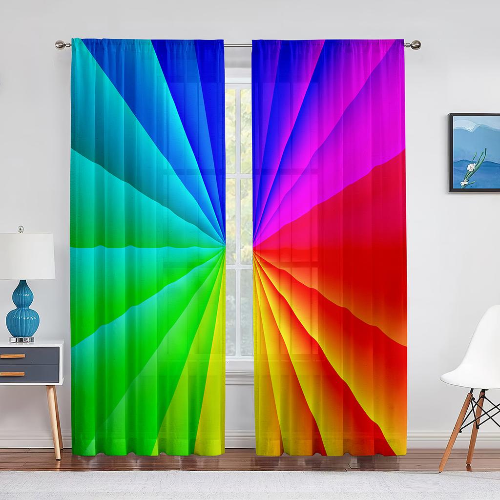 Regenbogen-Fantasie, allmähliche Veränderung, Kunst, Tüll in transparenten Vorhängen für Wohnzimmer, Schlafzimmer, Küche, Dekorbehandlung, Chiffon-Vorhang, Jalousie