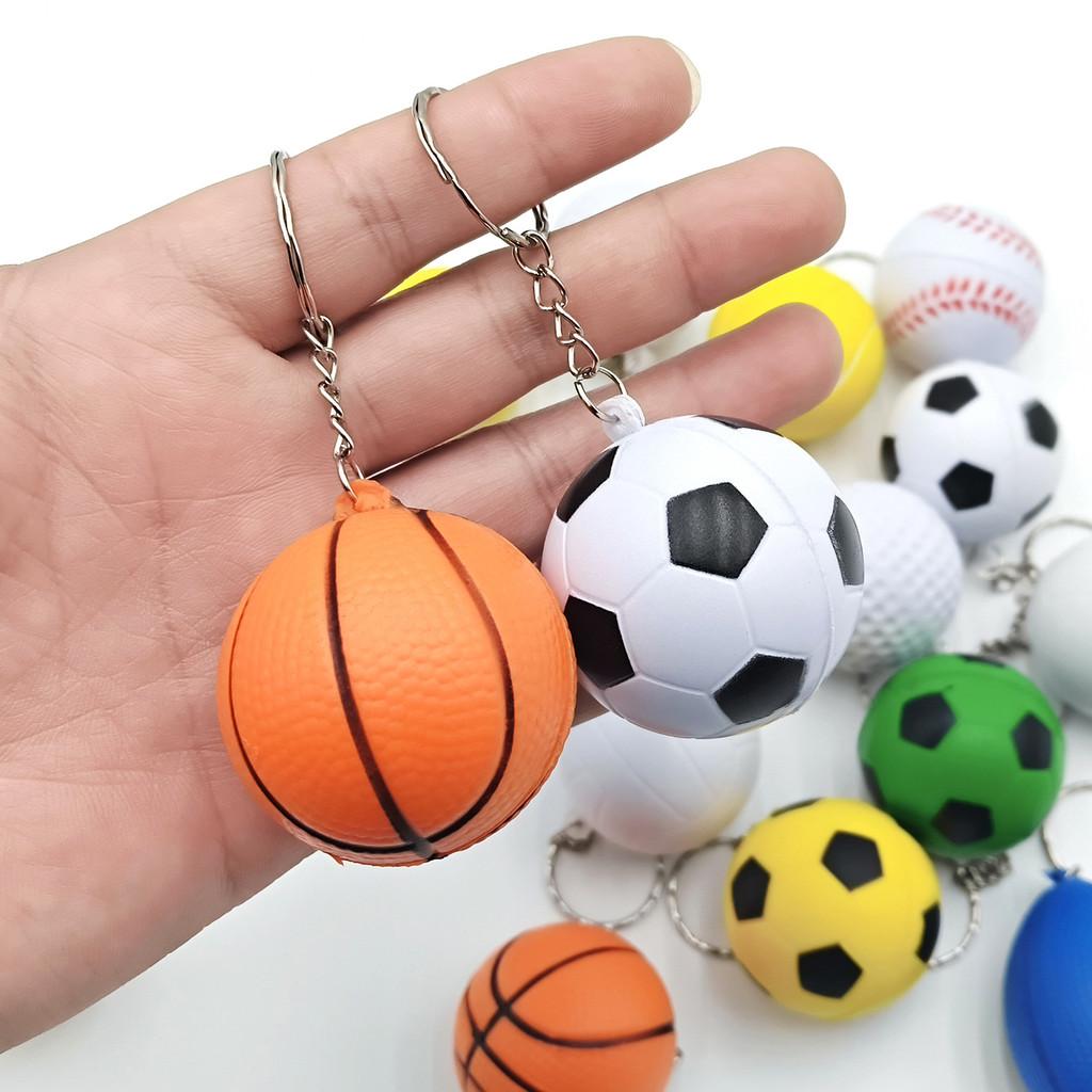 Pu Foam Basketball Keychain Toy For Children Kids Stress Relief Bag Accessory