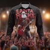 Christmas Men's Santa Claus Rock Guitar Shirt Button Up Shirt Long Sleeve Funny Christmas Gifts Spring 3D Print Collared Shirts