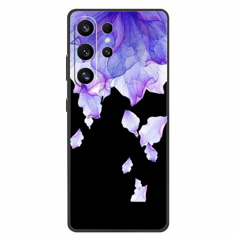 For Samsung Galaxy S26 Ultra Case Cute Floral Black Luxury Soft Silicone Back Cover For Samsung S26 Ultra Cases GalaxyS26 Ultra