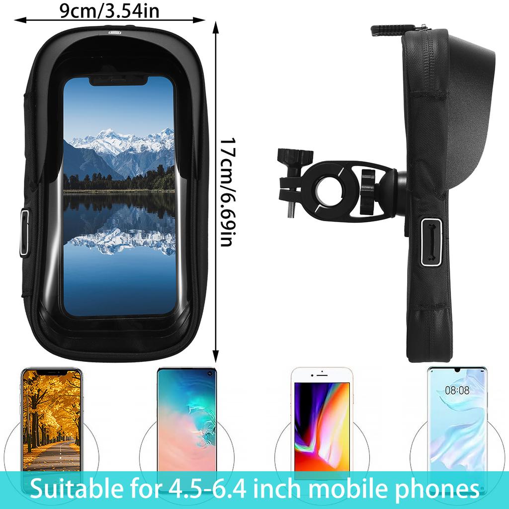 Handlebar Bag Phone Holder Bike Front Frame Phone Bag Waterproof Bicycle Motorcycle Cycling Bag Handy E-Bike Pouch 360°