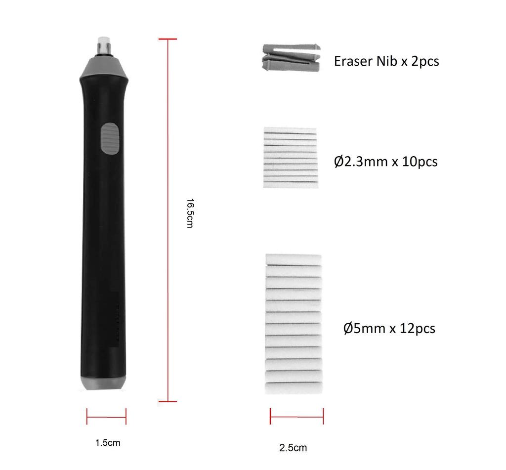 Artme Electric Eraser 22 Refills and Students Eraser/Automatic - (2.3mm 5mm) - Sketching, Architects, Engineers,