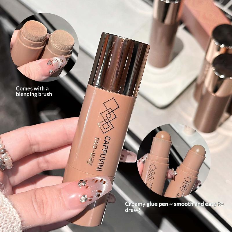 Cappuvini Doppia Testa Bronzer Viso Stick Contouring Trucco in Crema Lunga Durata Liscio Correttore Schiarire il Viso Contouring Con Pennello