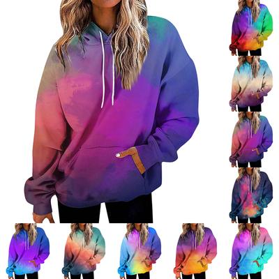 Women's Fashion Daily Versatile Casual Crewneck Sweatshirts Graphic Daily Long Sleeve Gradient Patchwork Printed Top Sweatshirts