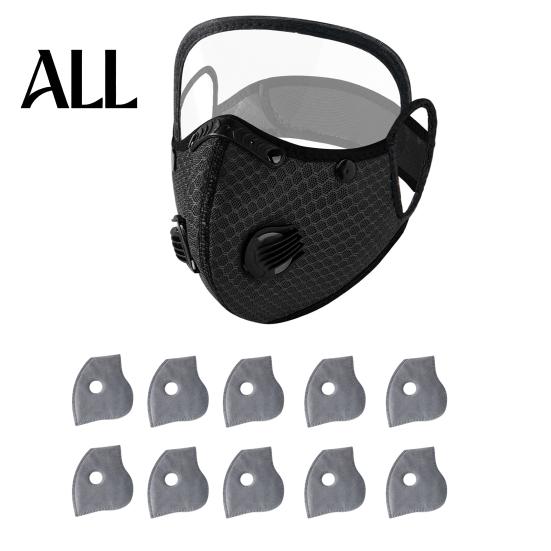 Breathable Cycling Mask Reusable Carbon Filter Dust with Adjustable Goggles, 6-Layer Face Guard 10 Filters, Protection Breathing Valve, Eye