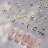 5D Gold Stamping Butterfly Vintage Border Nail Art Stickers Hearts Stars Moon Shiny Metal Elegant Self Adhesive Manicure Decal