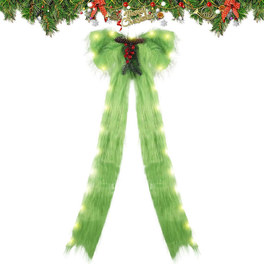Christmas Luminous Bow LED Lights Green Flexible Ribbon Decor Christmas Tree Decoration Christmas Gift Bows For Wedding Party