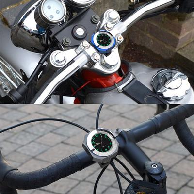 Uniwersalny 22-28mm wodoodporny zegar motocyklowy na kierownicę roweru zegarek aluminiowy z klamrą wysokiej jakości chromowany stół