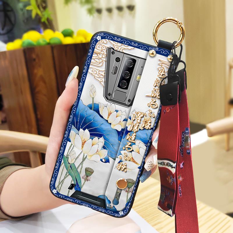 Phone Holder Anti-dust Phone Case For Blackview BV6900 Kickstand Ring Lanyard Durable Dirt-resistant Wristband Soft Case