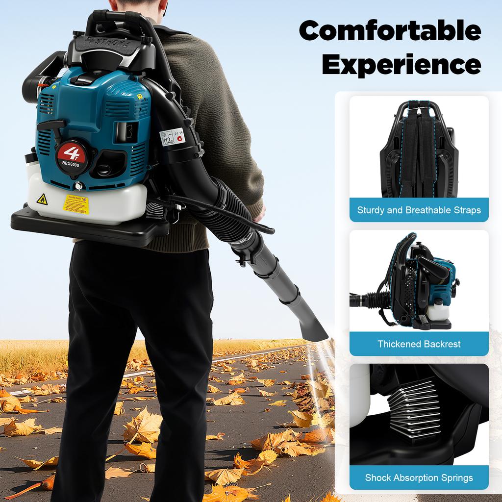 Gasoline Leaf Blower Four Stroke Backpack Blower 52CC Powerful Yard Blower for Garden Lawn Cleaning Leaf Debris Removal Outdoor
