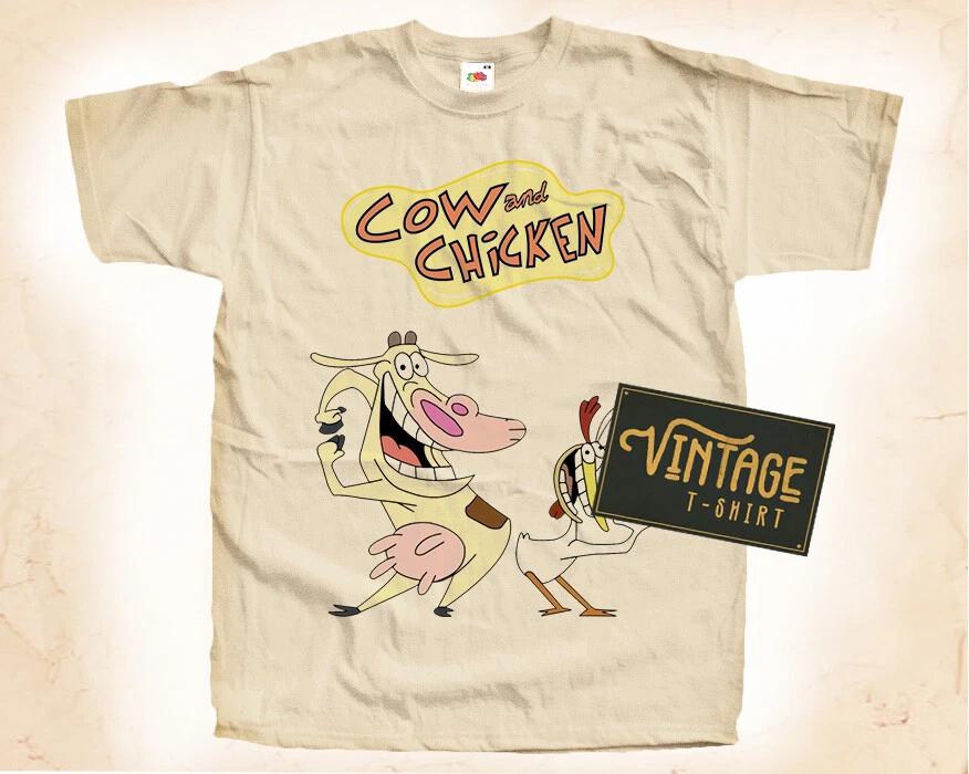 

Cow and Chicken T SHIRT Tee Movie Poster Vintage Natural Tee sizes S to 5XL 2XL