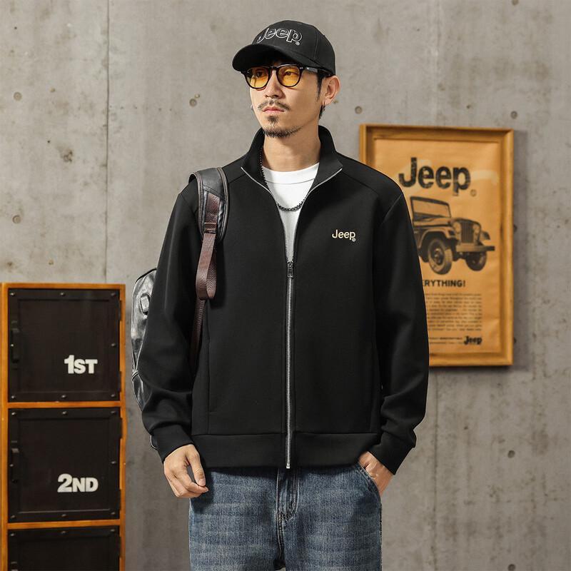 JEEP Men's Casual Stand Collar Cardigan Sweatshirt