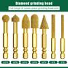 3/7Pcs Diamond Grinding Head Tile Rotary File Polishing Head For Iron, Stainless Steel, Ceramic, Tile, Fits Drill