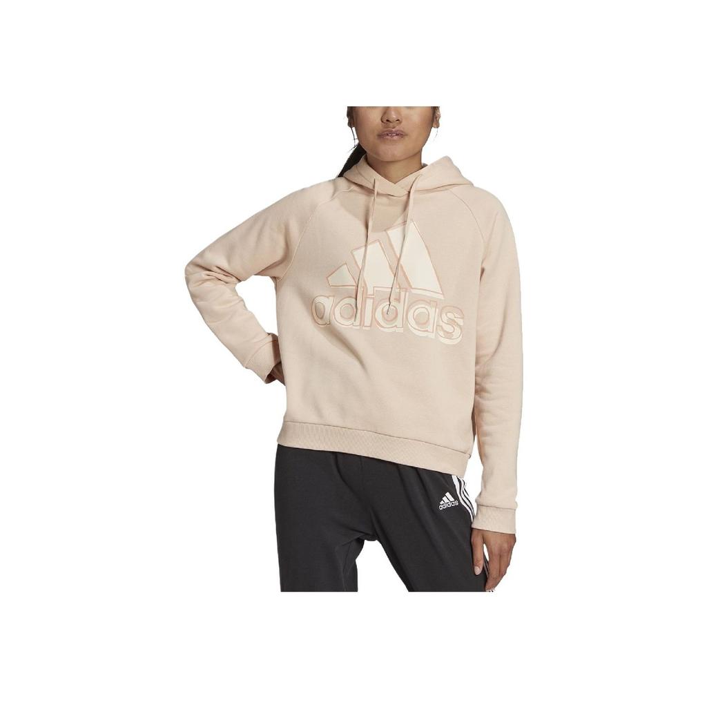 Adidas Letter Logo Printed Hooded Sports Sweatshirt Women Sweatshirt Light-Pink HB5107