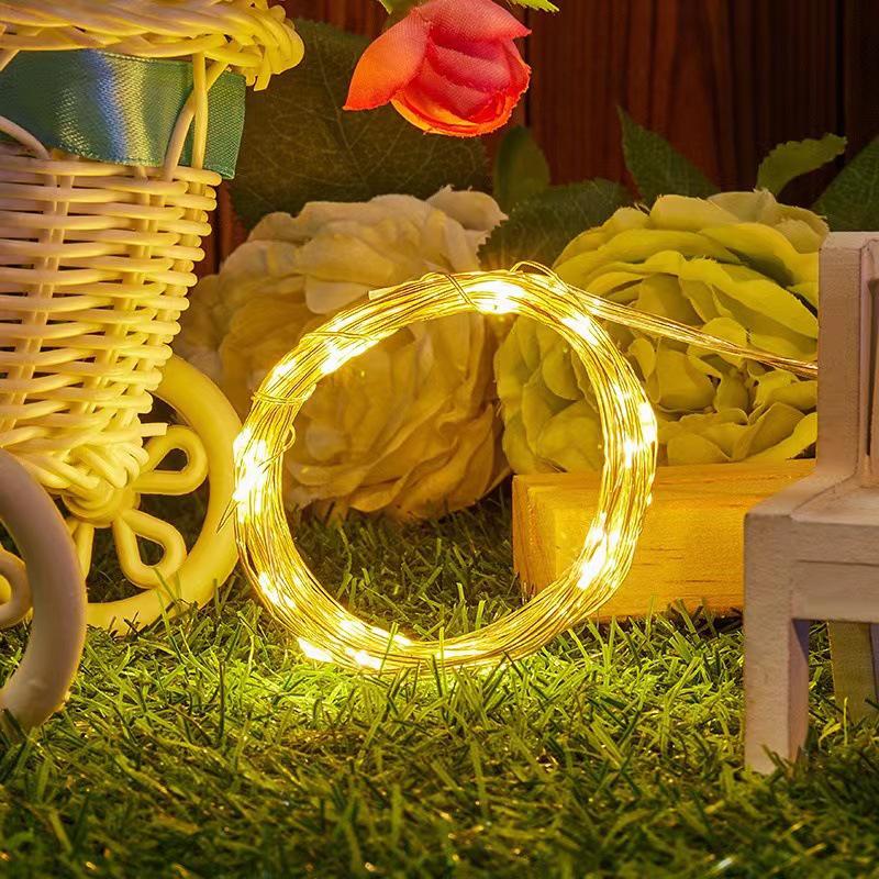 LED Solar Copper Wire Happy Birthday Decorative Outdoor Courtyard Lamp with 8 Functions