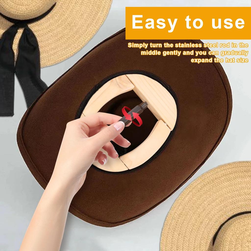 Repacego 4-Wege Holz Cowboyhut Strecker Vielseitiger Baseballkappe Former Kappenform Erhalter Premium Fedora Hutständer für Zuhause