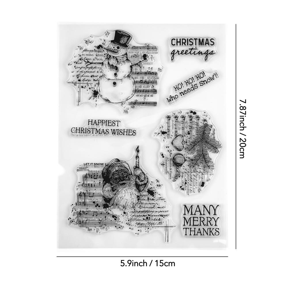 15*20cm Christmas Snowman Clear Rubber Stamps Santa Reusable Transparent Silicone Stamp Seals for Xmas Winter Journaling Card Ma