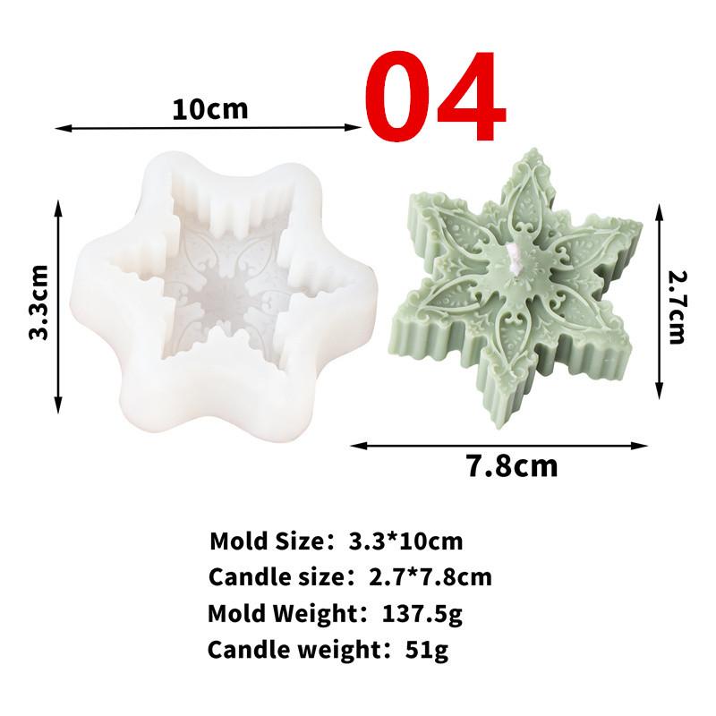 3D Christmas Flat Snowflake Leaf Patterned Silicone Candle Mold DIY Make Handmade Aromatherapy Candles Soap Gypsum Craft