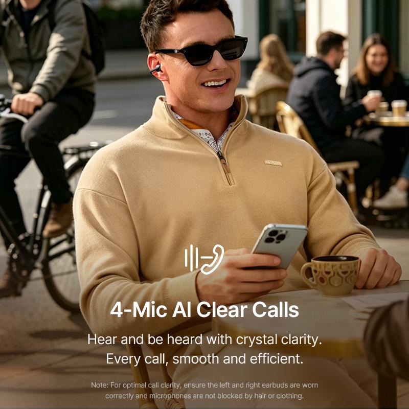 Baseus Bowie MC2 Open Ear Wireless Earbuds Bluetooth 6.0 Comfort Clip On Sport Earphone 4 Mic AI Clear Call Bass Boost Headphone