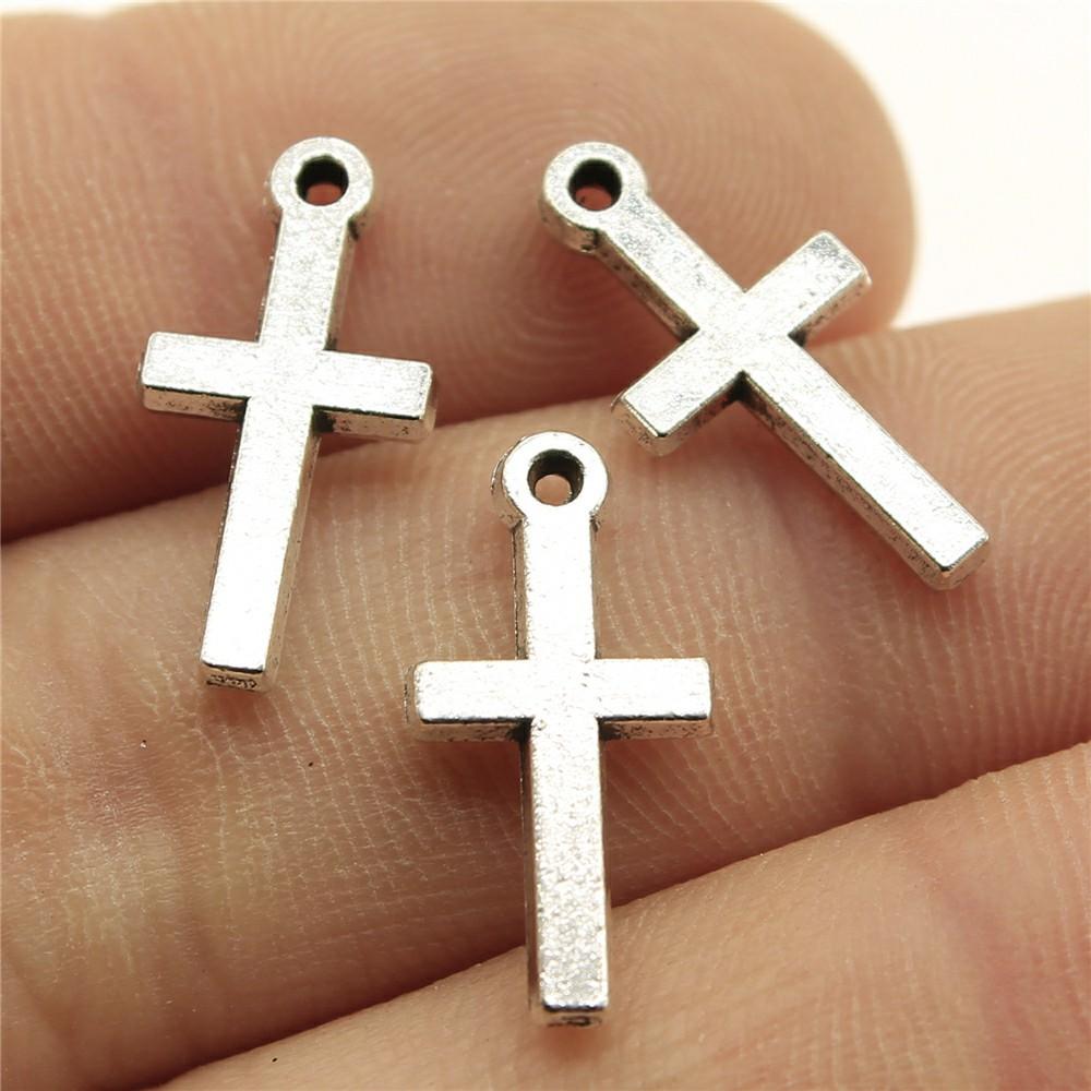 20pcs Cross Charms Handmade Pendant Making Fit Vintage Tibetan Bronze Silver Color DIY For Bracelet Necklace