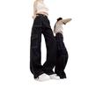 Women's 2024 Spring/Summer PUNK Exposed Seam Denim Jeans - Multi-Pocket Cargo Pants