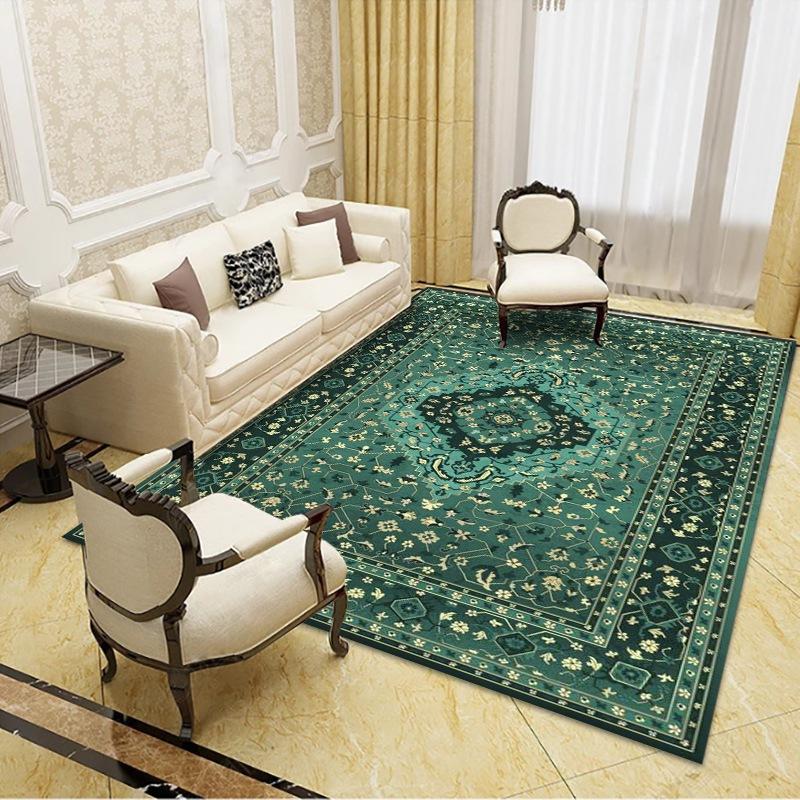 Home American Retro Large Area Living Room Decoration Carpet Thickened Soft Bedroom Carpets Washable Ethnic Wind Cloakroom Rug