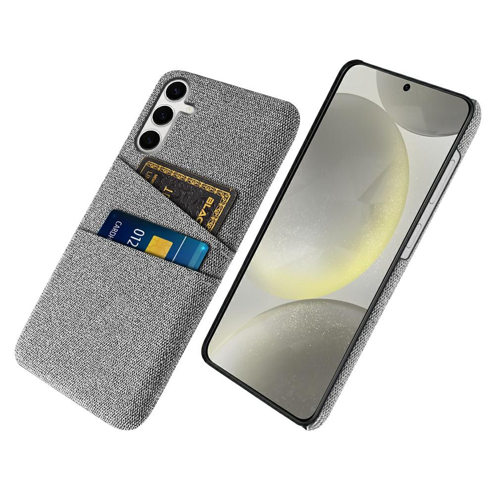 

For Samsung Galaxy S25+ Case Cloth+Hard PC Phone Cover with Dual Card Slots Light Grey
