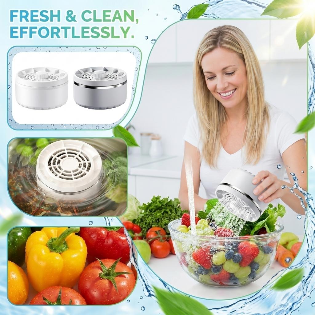 Portable Automatic Vegetable and Fruit Washer Wireless Rotating Purifier Household Ultrasonic Cleaning Machine for Kitchen Use