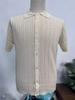 Men's Summer Cool Knit Short Sleeve Collared Shirt - Solid Color, Breathable, Hollow Out Design