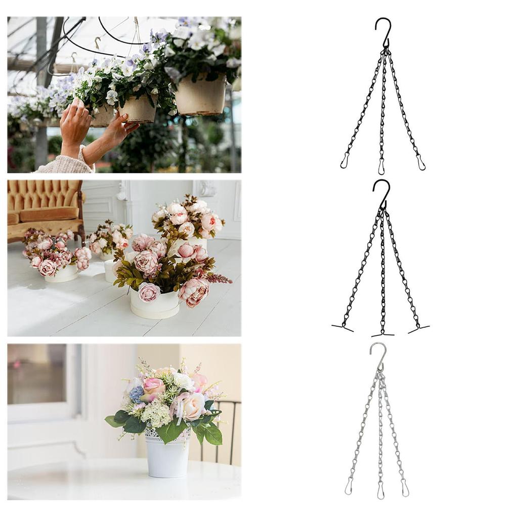 3 Leads Flower Pot Chain Secure Flexibility Hanging Flower Basket Birdcages Hanger for Balcony Garden Home Yard Flower Pots