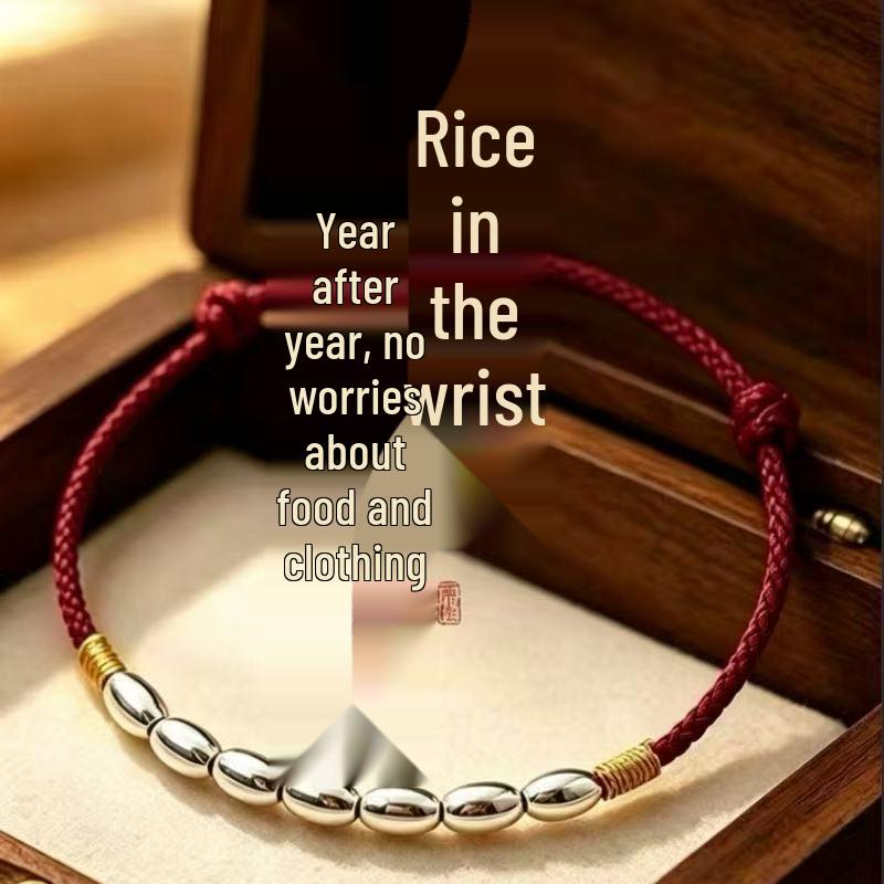 Sterling Silver Zodiac Year Lucky Red Rope Handmade Bracelet