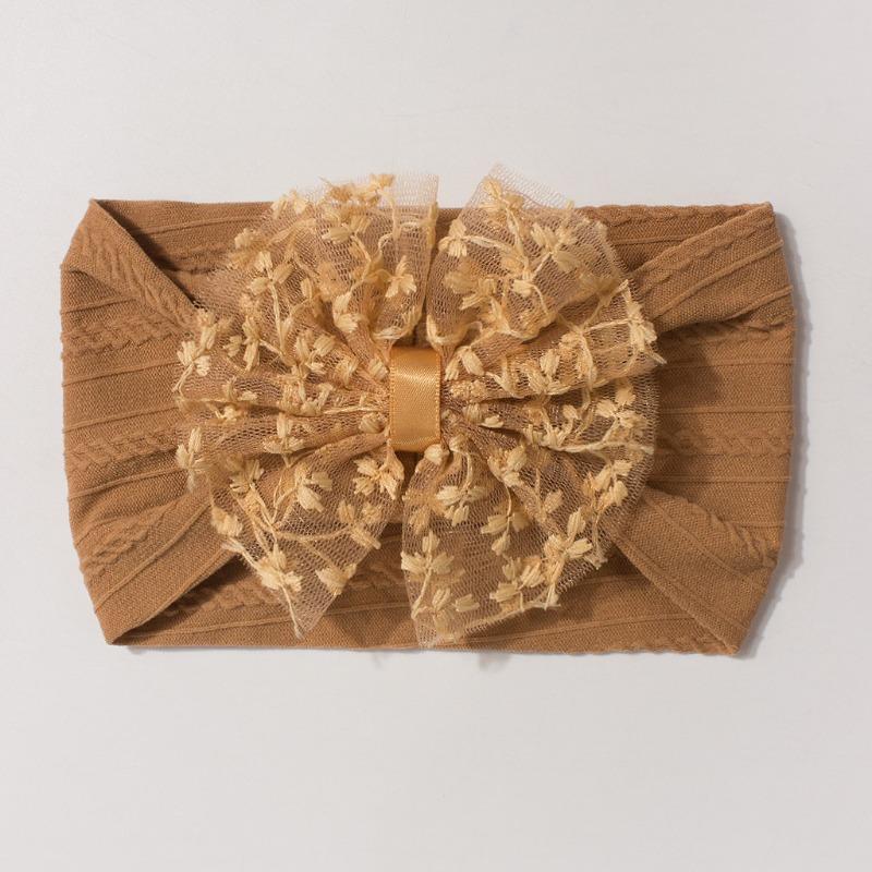 New Jacquard Baby Elastic Headband, Cute Lace Bow Children's Headscarf, Thin Baby Headband