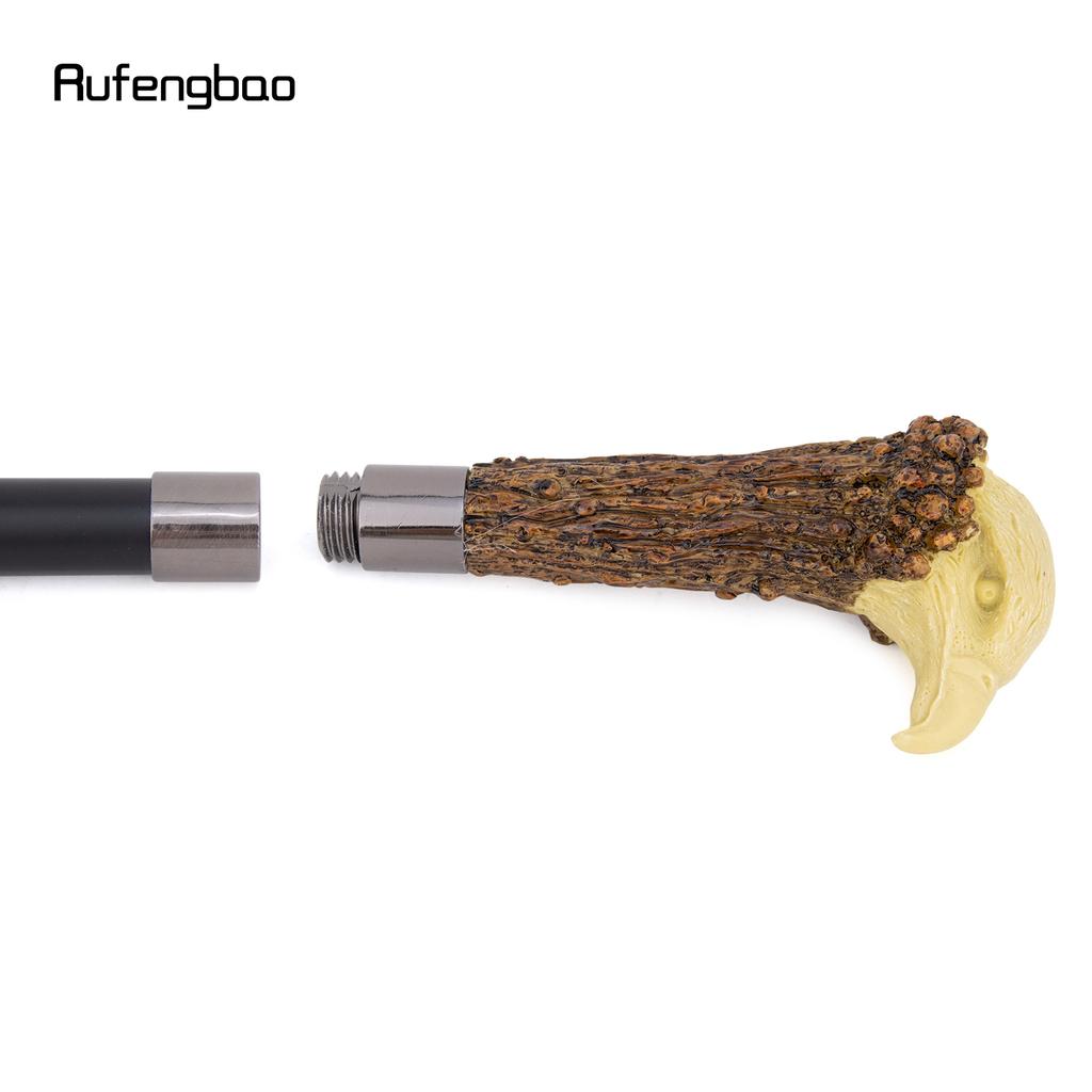 Yellow Resin Eagle Head Tree Root Walking Cane Fashion Decorative Steel Stick Gentleman Elegant Cosplay Cane Knob Crosier 94cm