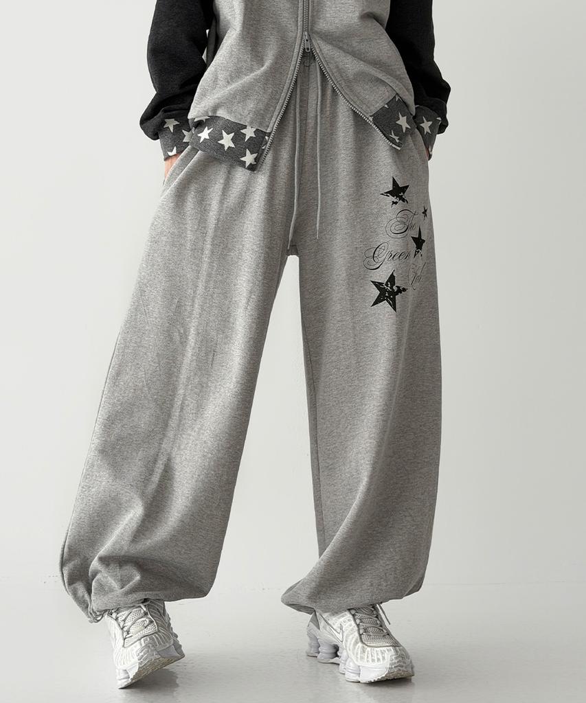 THE GREEN LAB Star Patch Terry Pants [Melange Gray]