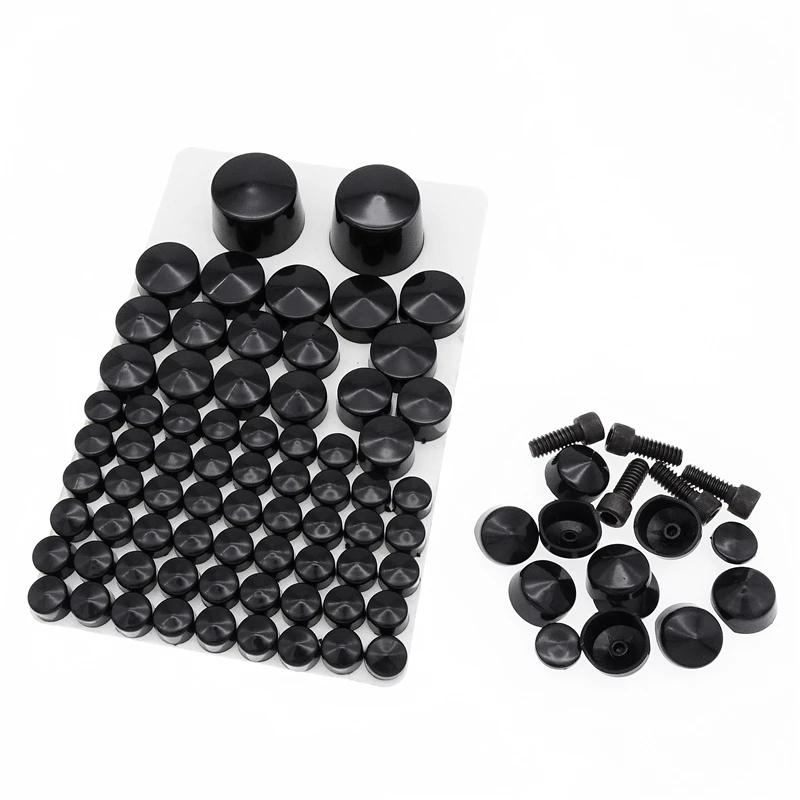 75 Pcs/Set Motorcycle Bolt Toppers Cover Black/Silver Chrome Cap With 5 Screw For Harley Road Glide FLT Road King FLH 2007-2013