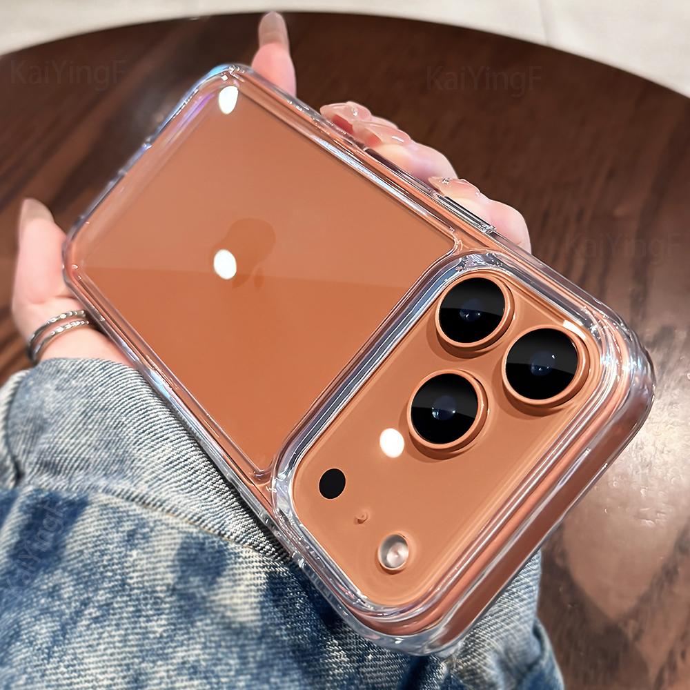 Luxury Transparent Shockproof Case For iPhone 17 16 15 14 13 12 11 Pro Max Air Plus Clear Bumper Acrylic Cases Cover