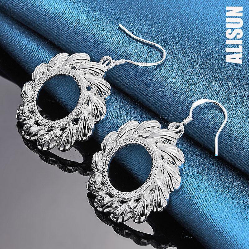 925 Sterling Silver Round Wind Wheel Pendant Perforated Earrings Fashionable Wedding Jewelry